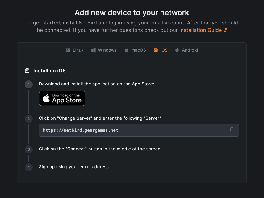 Install NetBird on iOS