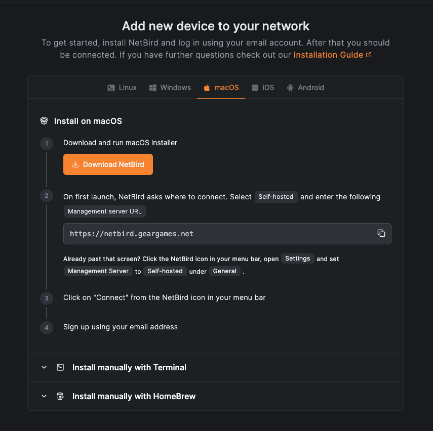 Install NetBird on macOS