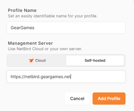 NetBird Self-hosted profile settings