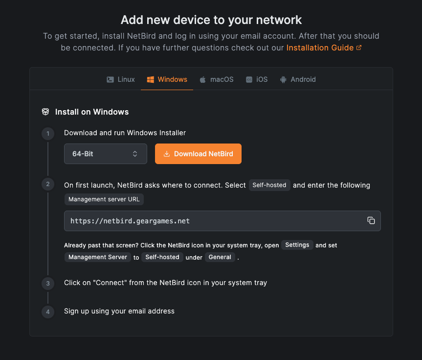 Install NetBird on Windows